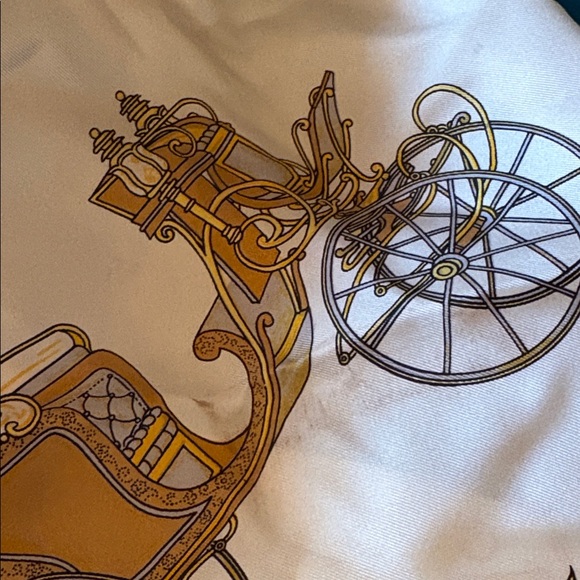 [CELINE] Elegant Teal and Gold Scarf - 34” - Picture 3 of 3